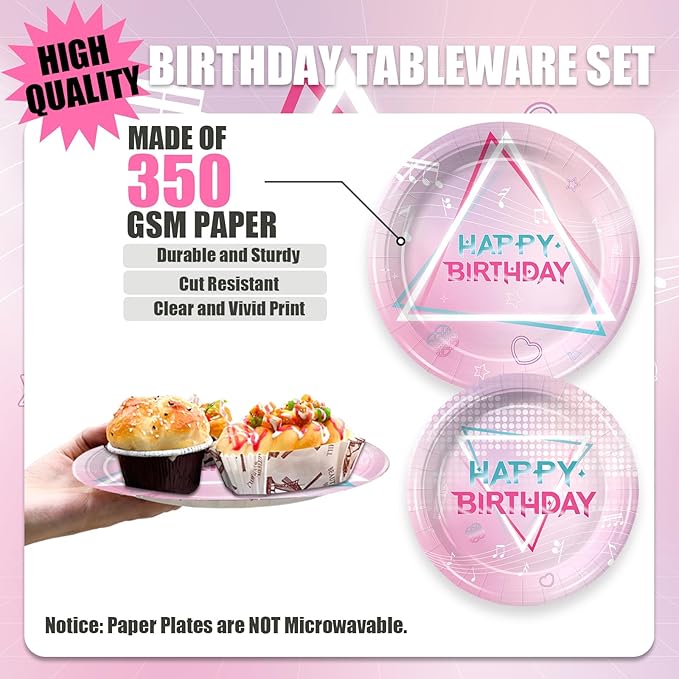 168Pcs Singer Party Supplies Tableware Set Party Plates Napkins Cups Knives Forks Spoons for Kids Boys Girls Birthday Party Decorations Serve 24