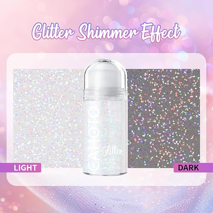 CAHOTO Dazzle Rolling Glitter for Face Body & Hair, Sparkling Holographic Chunky Shimmer, Roll-on Sequins for Singer Concert Rave Festival Halloween Party Carnival, 1.35fl.oz