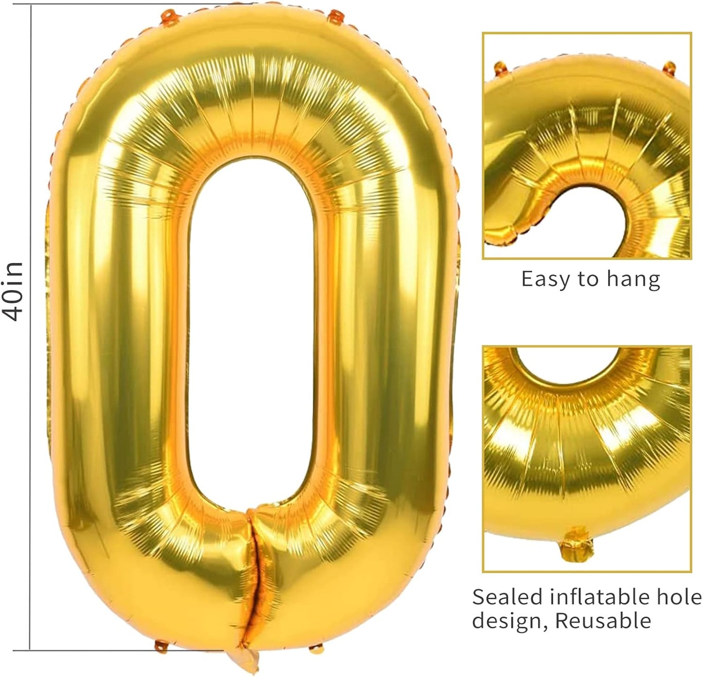 Smlpuame 40 inch Number Balloon 0-9 Gold Large Number 17 Balloons,Digital Balloons for Birthday Party Celebration Decorations Supplies, Helium Foil Number Balloons for Wedding Anniversary