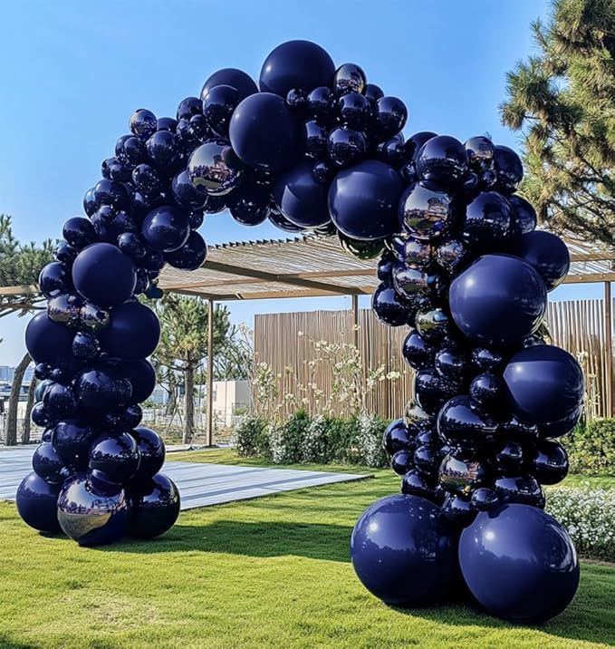 Navy Blue Balloons Double Stuffed Dark Royal Blue Balloon Garland Different Sizes 18/12/5in Pearl Balloon Arch Kit for Graduation Wedding Birthday Baby Shower Valentine Father's Day Party Decorations