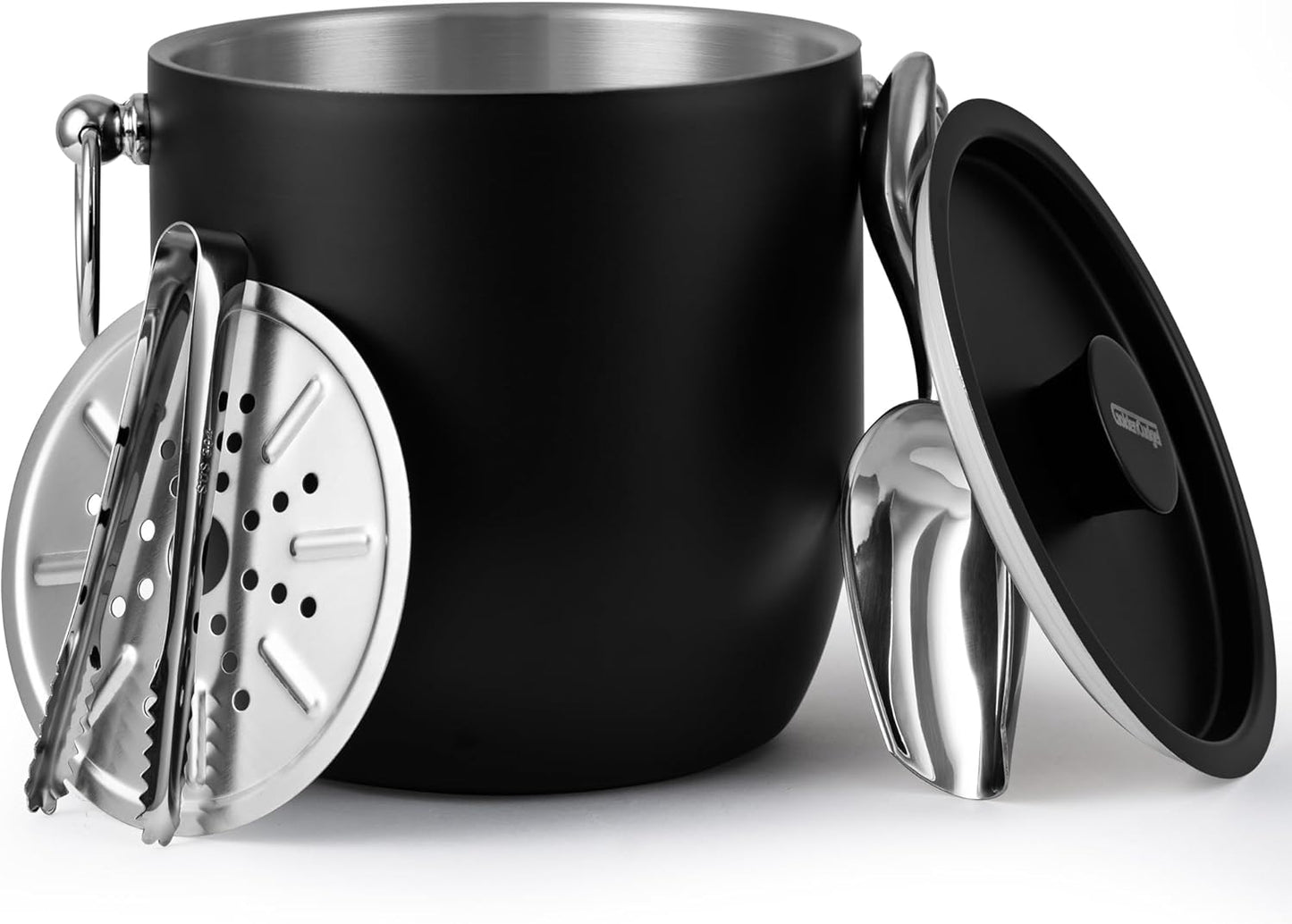 Insulated Ice Bucket, 3L Double Wall Stainless Steel Ice Bucket with Tongs,Lid, Scoop and Strainer, Ice Buckets for Parties,Cocktail Bars, Chilling Beer, Champagne, Wine Bottles