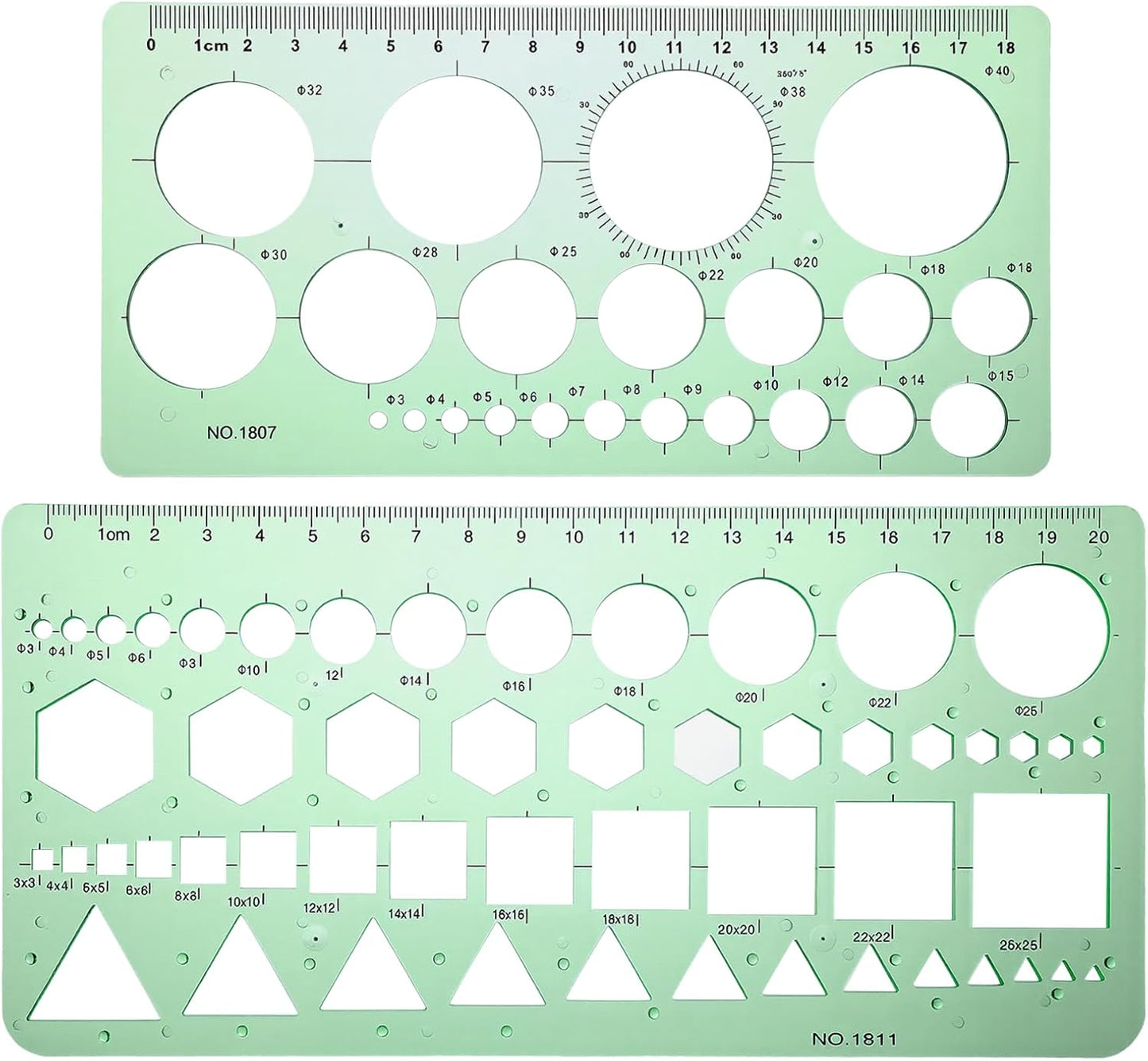 2pcs Circle Stencils, Lightweight and Portable Stencils for Drawing, Durable Geometric Stencil, Draw Geometric Shapes Such as Circles, Triangles, Squares, and Hexagons of Various Sizes