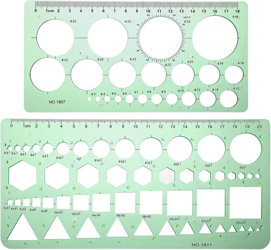 2pcs Circle Stencils, Lightweight and Portable Stencils for Drawing, Durable Geometric Stencil, Draw Geometric Shapes Such as Circles, Triangles, Squares, and Hexagons of Various Sizes