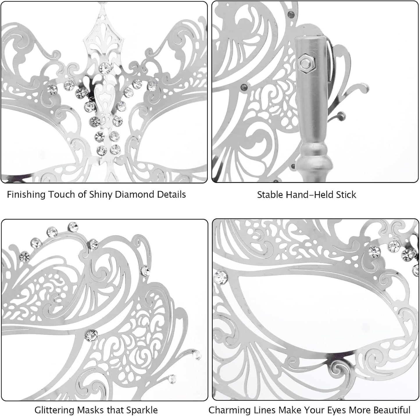 Coddsmz Masquerade Mask with Stick Venetian Mask Mardi Gras Decorations for Womens Halloween Costume Mask