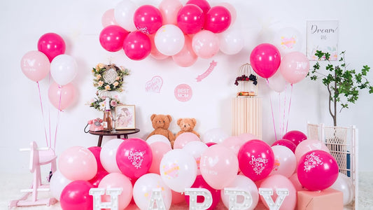 Paready Mother's Day Balloons Set, 60Pcs Pink White Mom Printed Balloon, 12 Inch Helium Light Hot Pink White Latex Balloons for Mother's Day Party Decoration Supplies
