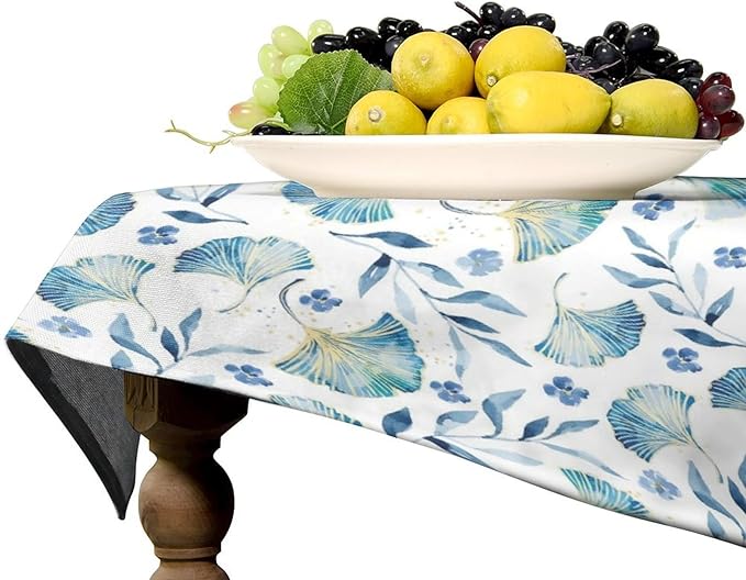 YCness Autumn Maple Leaves Tablecloth, Thanksgiving Autumn Harvest Watercolor Ginkgo Biloba Leaves Table Cover for Party Picnic Dinner Decor 55x75 Inch Rectangle