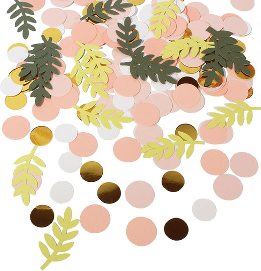 200 Pcs Baby Shower Table Decorations, Greenery Golden Eucalyptus Confetti, Yellow Green Branches Scatter, Bridal Shower Decor, Wedding Table Decorations