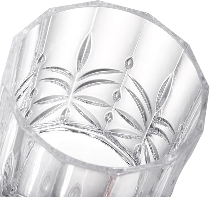 6 Pack Plastic Water Tumblers, 14 OZ Unbreakable Acrylic Whiskey Drinking Glasses, BPA-Free Clear Wine Cup, Shatterproof Drinkware Barware for Juice, Cocktail