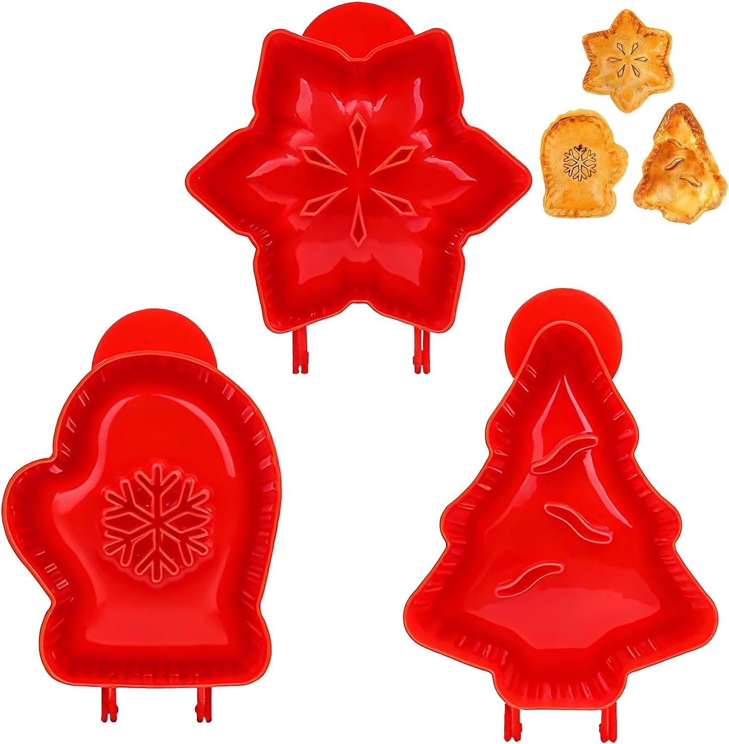 Holiday Mini Pie Mold,Party Potluck Hand Pie Molds,Hand Pie Press Mold Maker for Baking,Winter Snowflake Christmas Tree and Gloves Shapes Pocket Pies Maker