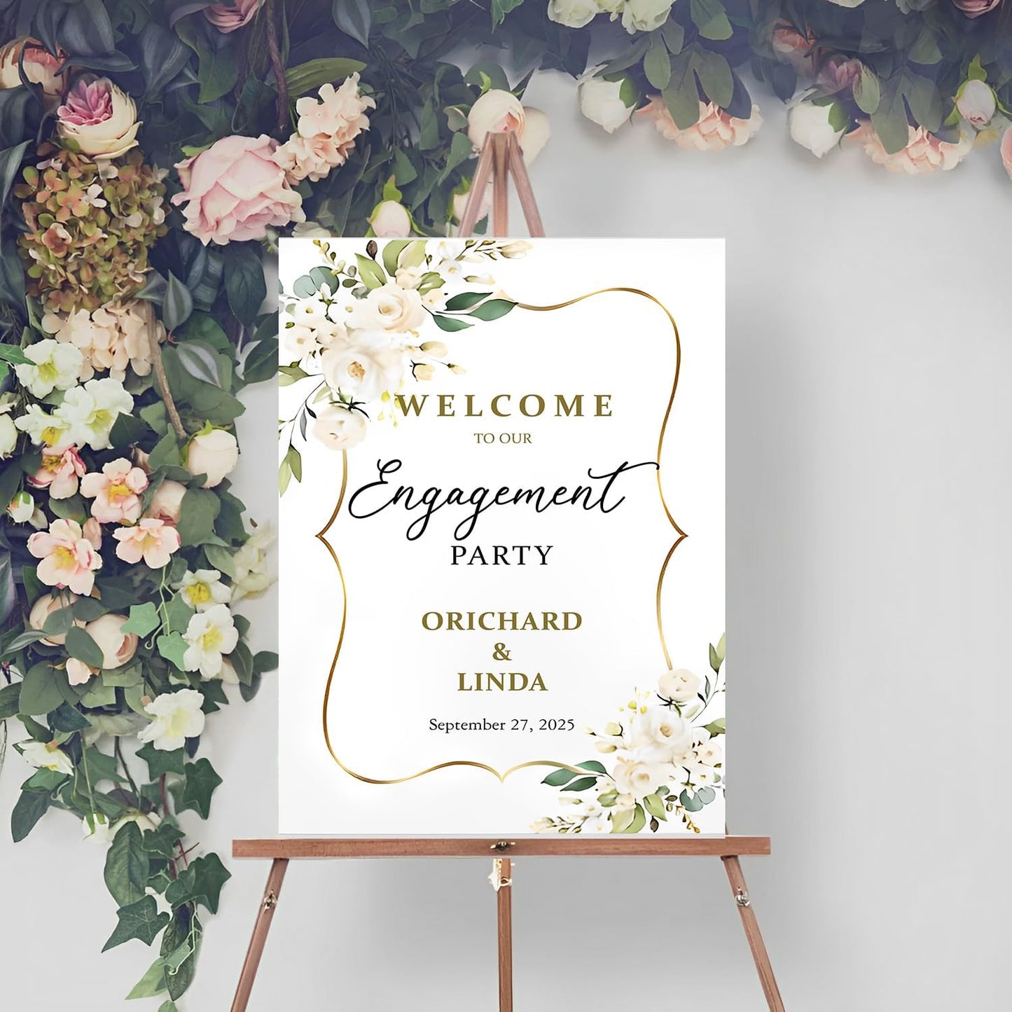 We're Engaged Sign, Greenery Engagement Signs For A Party, Engagement Party Gifts For Couples, Classy Engagement Decorations, Engagement Party Decorations