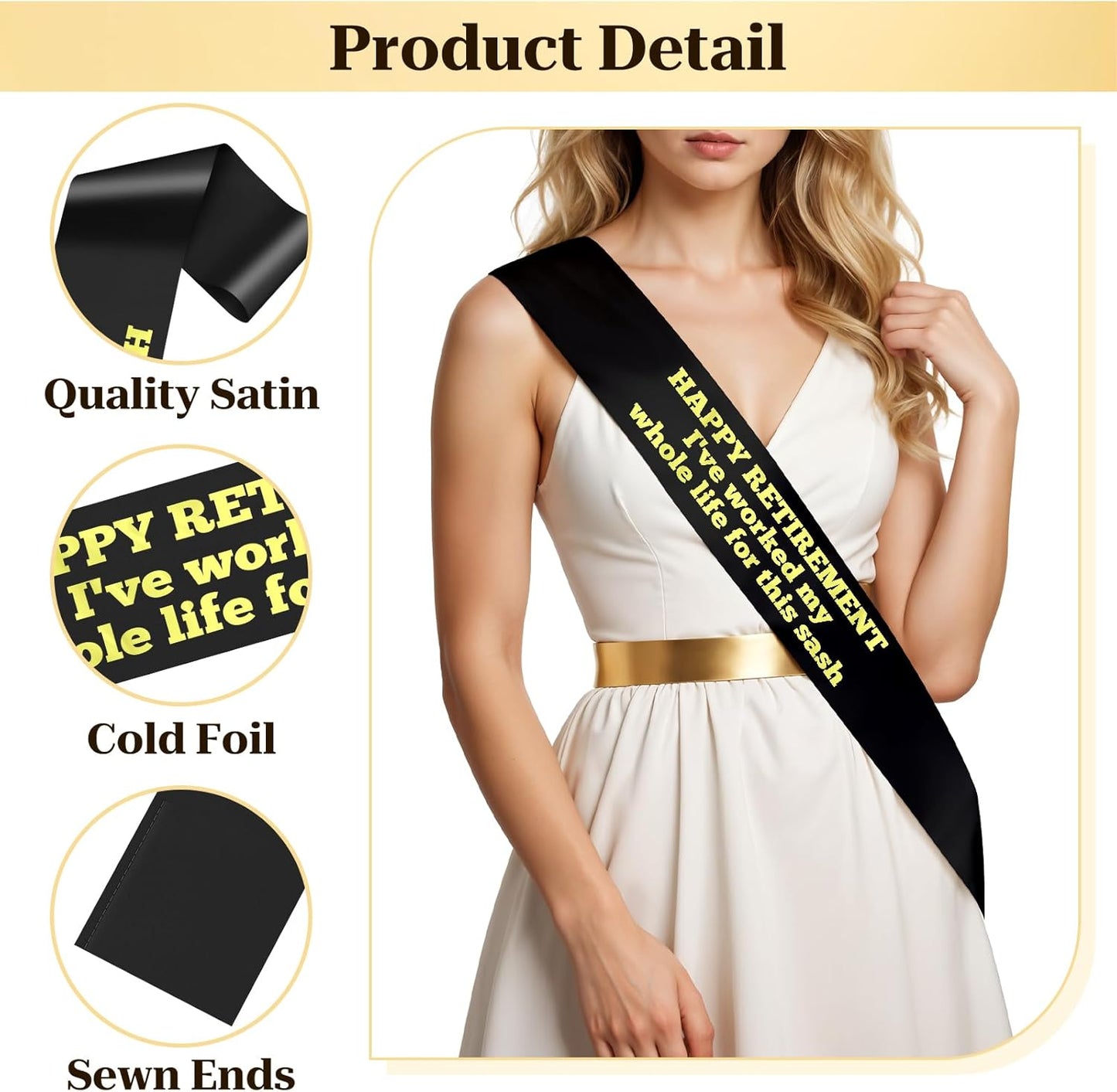 Retirement Sash Gift for Woman Men Retirement Party Decorations Funny Retired Gifts for Coworker Teacher Nurses Boss Friends Mom Grandma Retirees Black Retired Sash