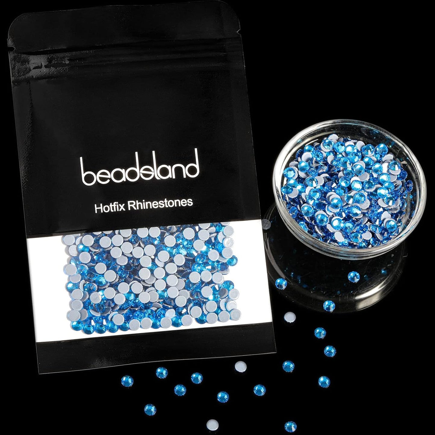 Beadsland Hotfix Rhinestones, 2880pcs Flatback Crystal Rhinestones for Crafts Clothes DIY Decorations, Capri Blue, SS10, 2.7-2.9mm