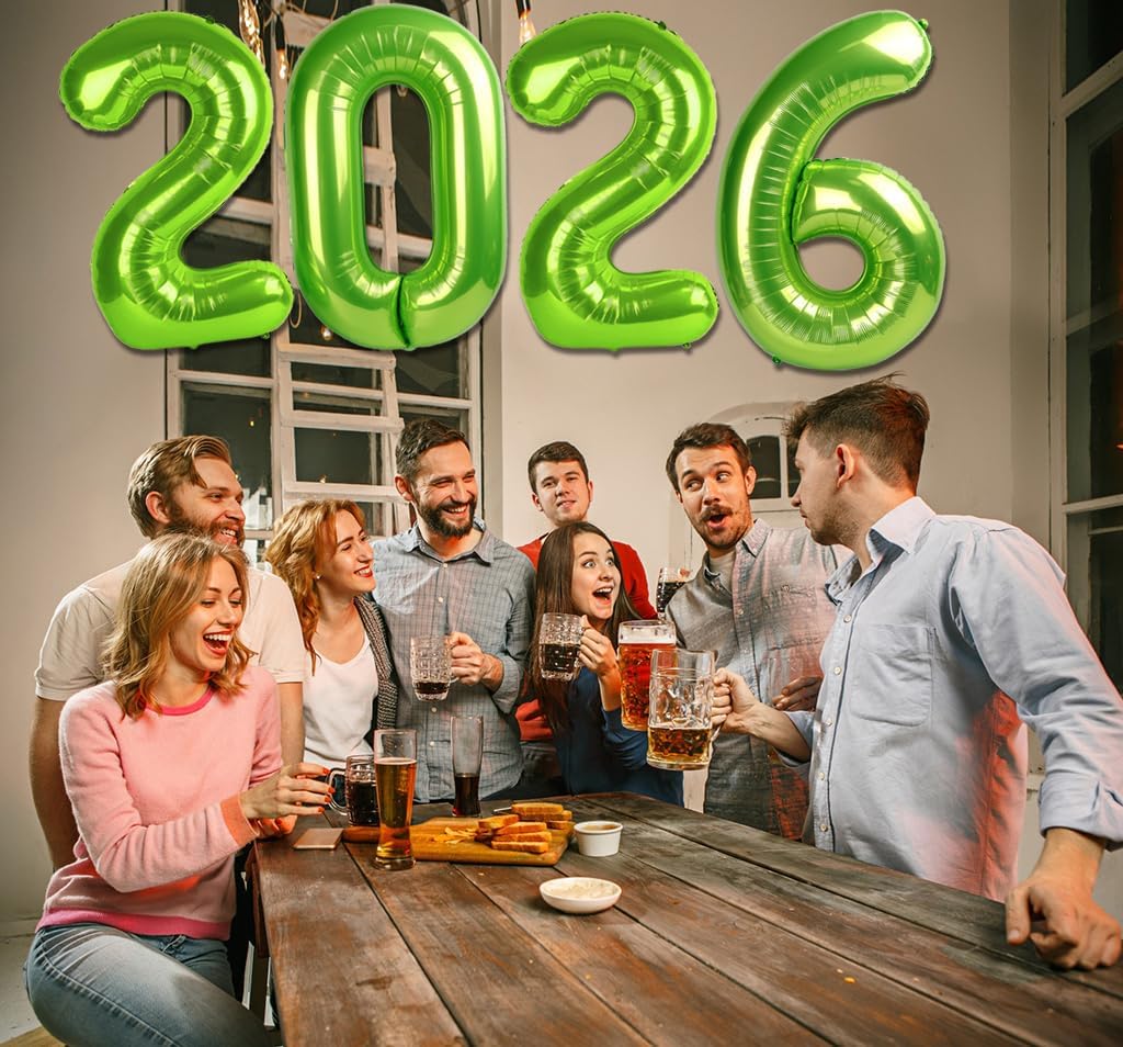 2026 Balloon - Light Green Birthday Number Balloons, 40 Inch Large Foil Balloons for Men Women Boys Girls Light Green Themed Birthday Decorations，Number 2026 Balloon