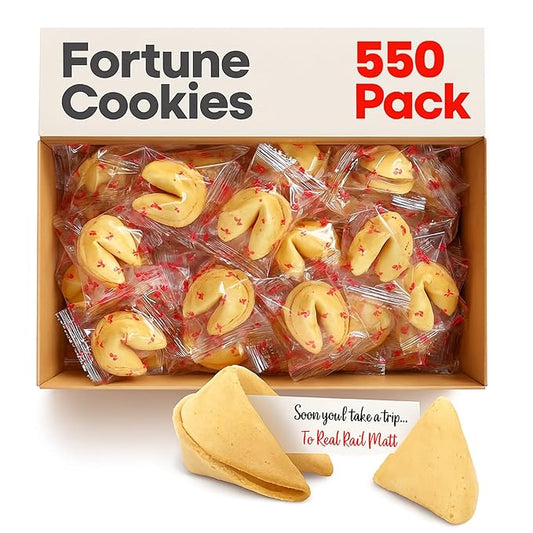 Fortune Cookies |550 Pack| Individually Wrapped Fortune Cookies for Christmas, Parties, Weddings, Events, and Celebrations with Fun Fortunes (550 Pack)