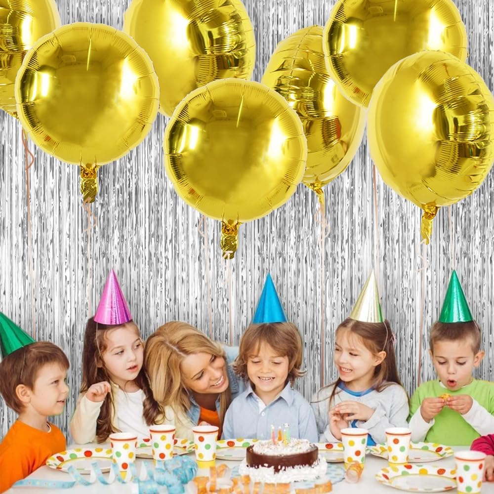 TONIFUL 30Pcs 18 Inch Large Gold Round Shape Foil Balloons Big Gold Circle Helium Mylar Ballons for Birthday Wedding Baby Shower Anniversary Engagement Party Decorations Supplies