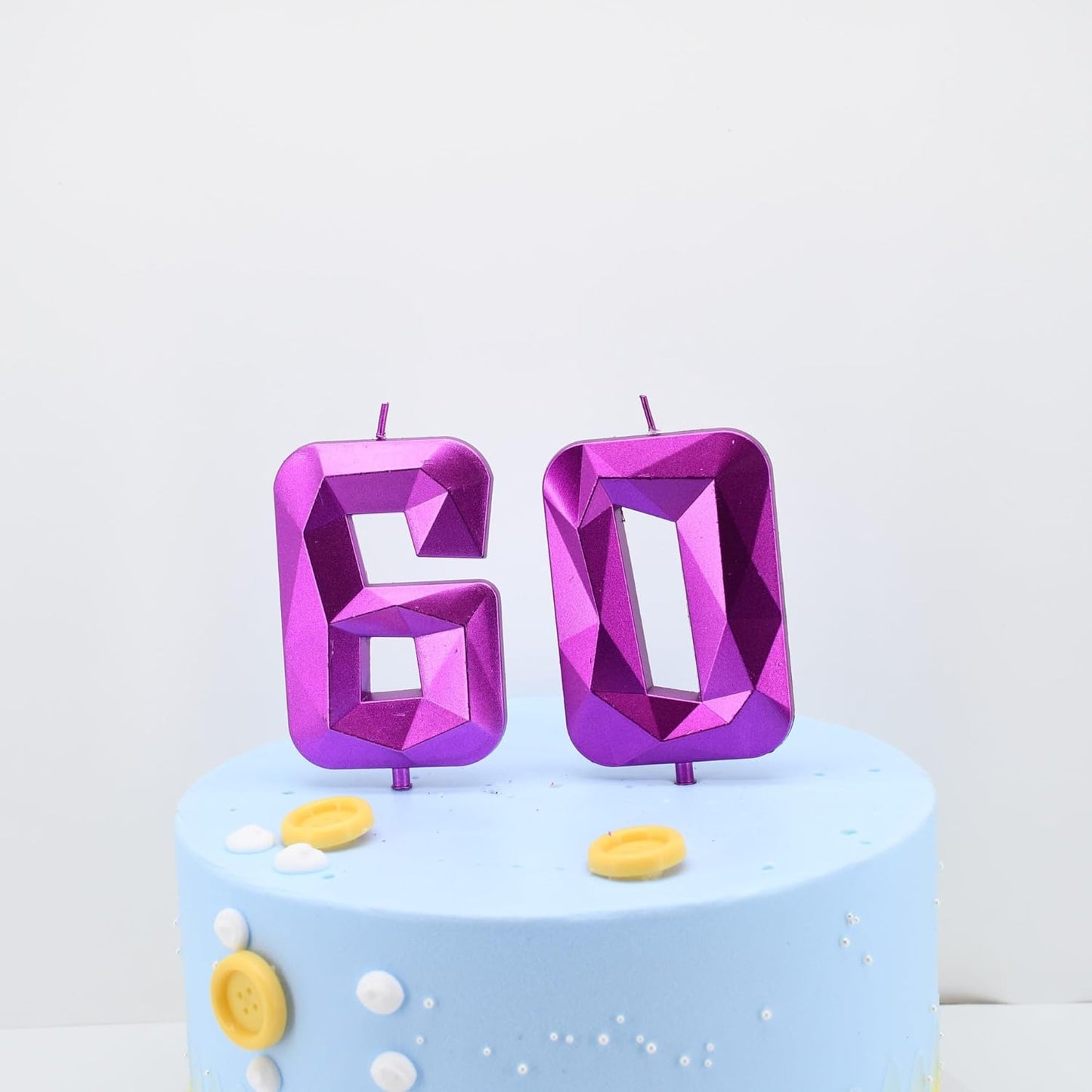 DERVENTA Large Birthday Candle Number 3D Purple 3.7 inch Party Celebration Anniversary Decoration Cake Topper 1 Piece (Number 60 Purple)