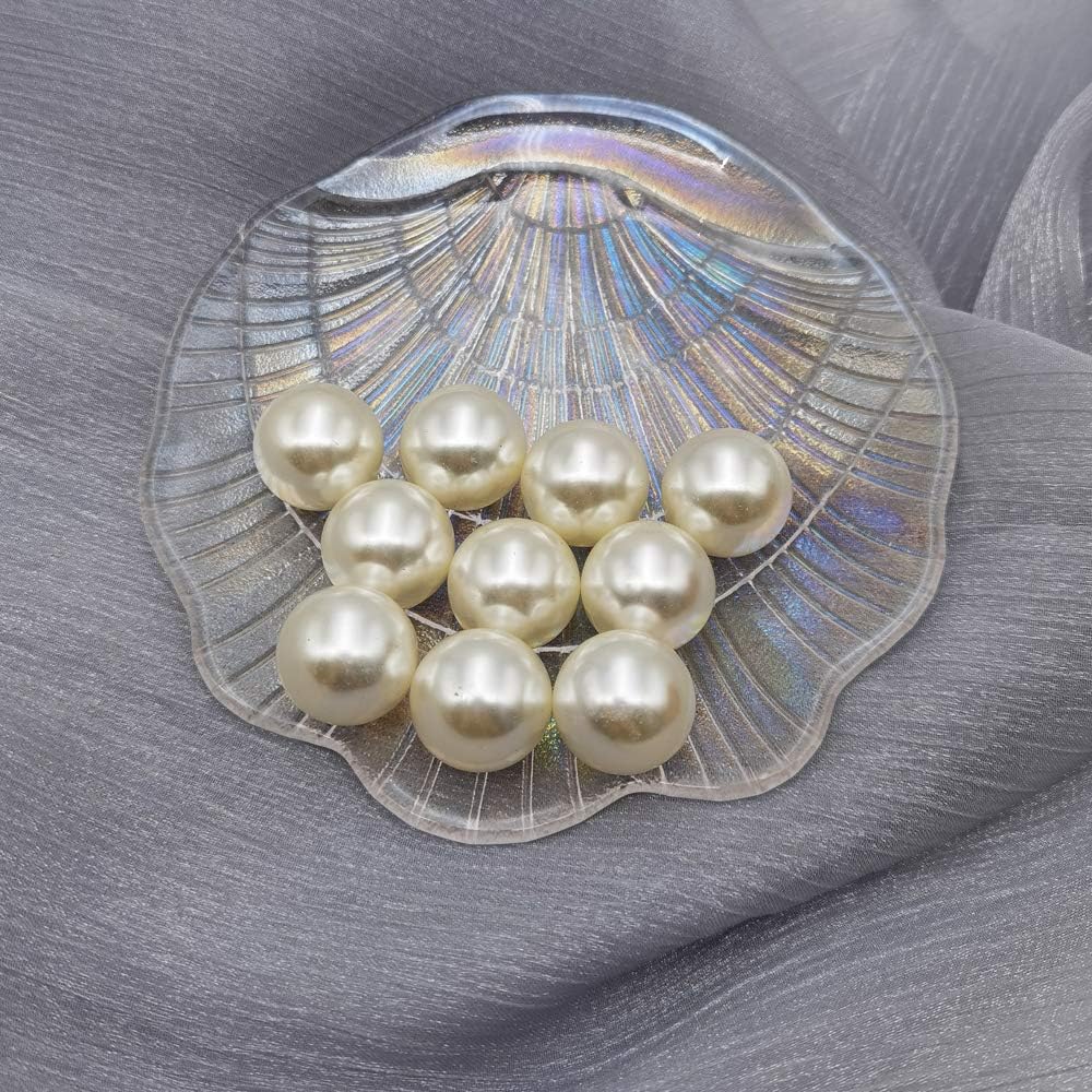 INSPIRELLE 70pcs 20mm (0.79 Inch) Ivory Lustrous ABS Undrilled Art Faux Pearls for Big Containers, Big Size No Hole Makeup Beads Imitation Round Pearl Beads for Table Scatter Home Wedding Decoration
