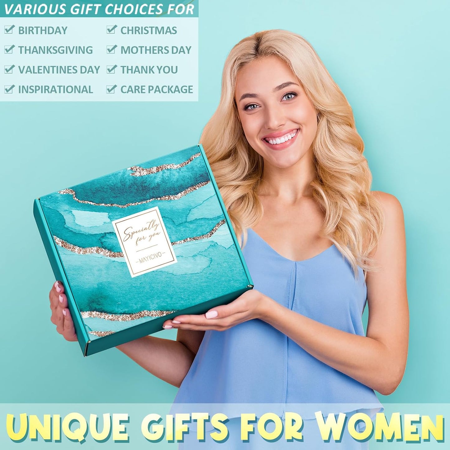 Birthday Gifts for Women Friendship, Inspirational Self Care Gifts Basket for Women Thank You Gift, Unique Mothers Day Gift for Mom Her Best Friend Sister Coworker Nurse Teacher w/ Canvas Tote Bag