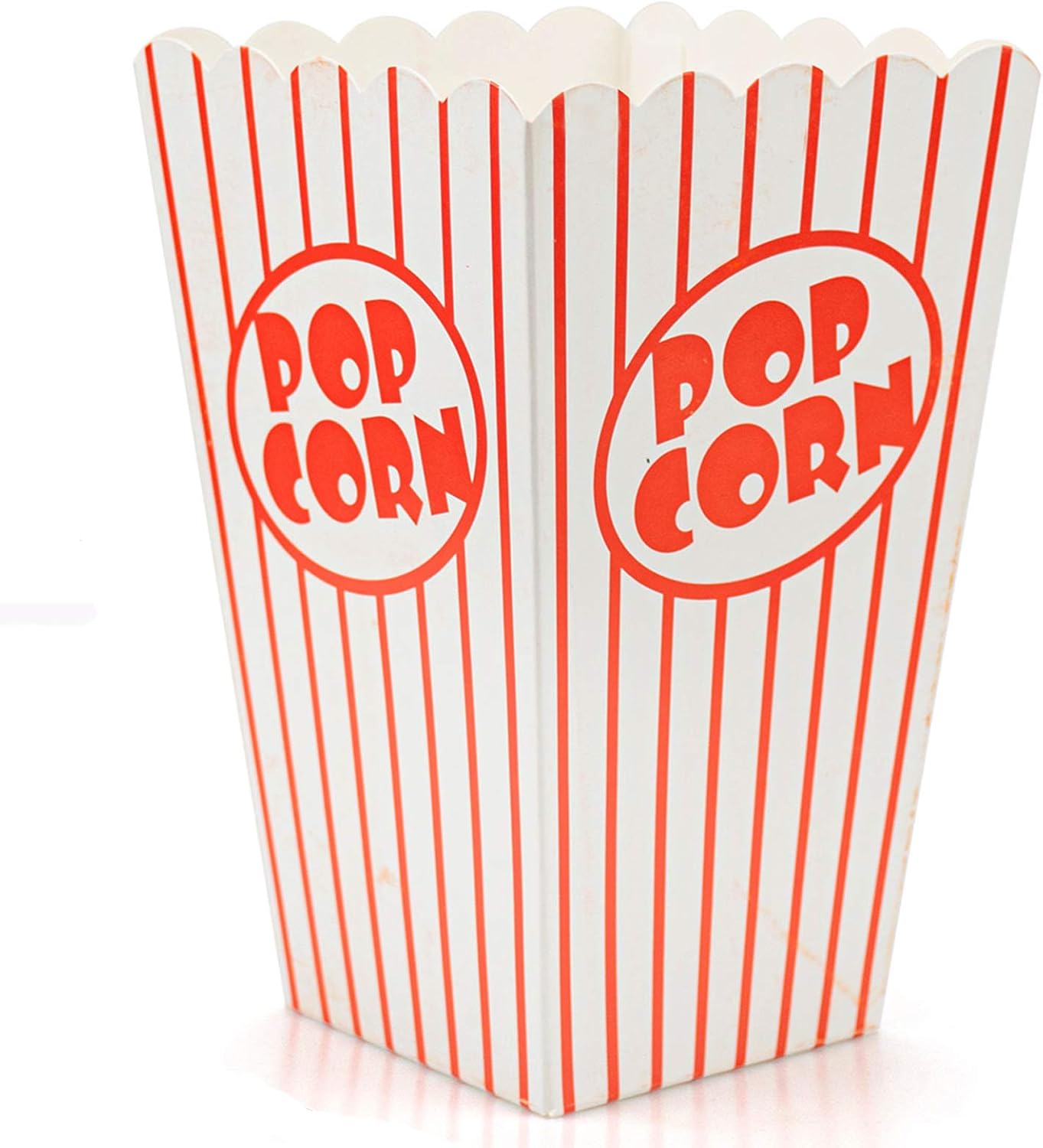 Bekith 100 Pack Paper Open-Top Popcorn Box, Popcorn Containers Striped Red and White, Great for Movie Theater Party