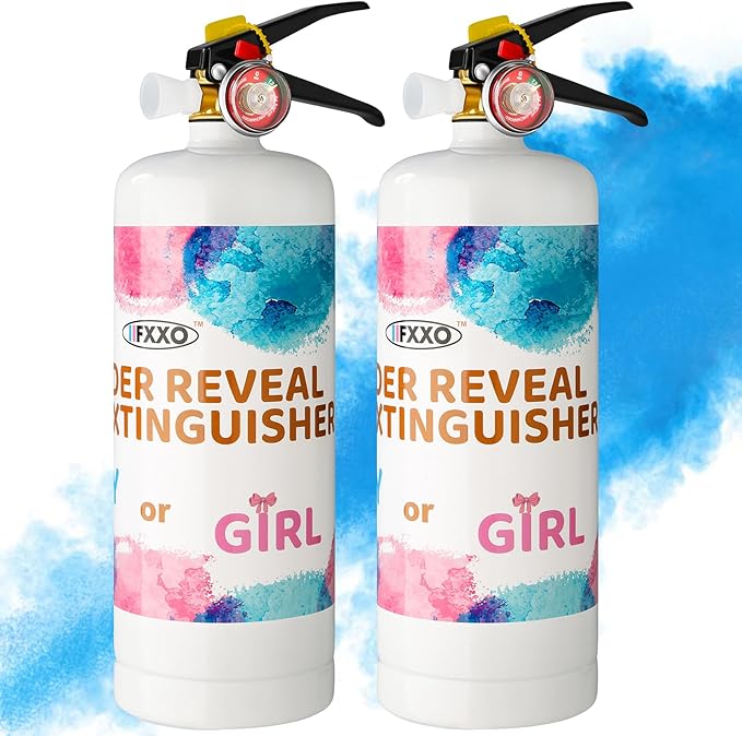 Giant Gender Reveal Fire Extinguisher Color Blasters, 2 Pcs Blue Blaster Only for Baby Boy with Blue Smoke Suitable Gender Reveal Party Decorations, Blasts 20+ Feet