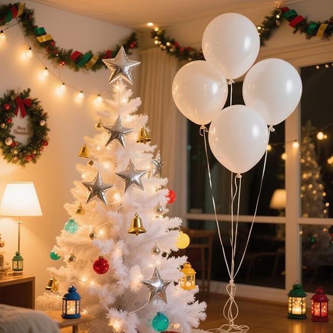 White Balloons 100pcs Pearl Latex Party Balloon for White Theme, Wedding, Engagement, Anniversary, Graduation, Birthday Party Backdrop, 4th of July, Neutral Baby Shower, Bachelorette Party Decorations