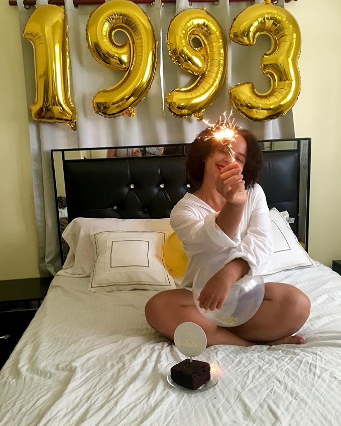 Gold Number 40 Balloon 40 inch, 40 Number Balloons, 40th Gold Birthday Decorations, 40 Year Old Women Men Golden Party Supplies