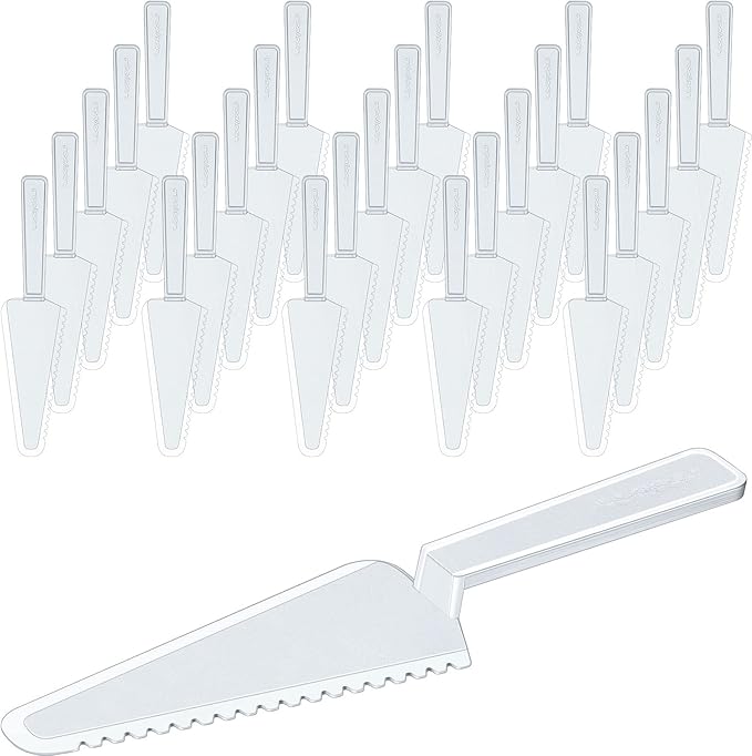 Suclain Disposable Cake Cutter 9.1 Inch Plastic Cake Server Cutting Plastic Spatula Knives Pie Pizza Pastry Slicer Serving Utensils for Kitchen Wedding(Clear,100 Pieces)