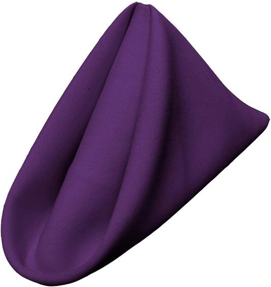 LA Linen 4-Pack Poly Blend Napkins - Soft, Washable, Stain & Wrinkle Resistant - Dinner & Party Napkins - 18x18 - Purple