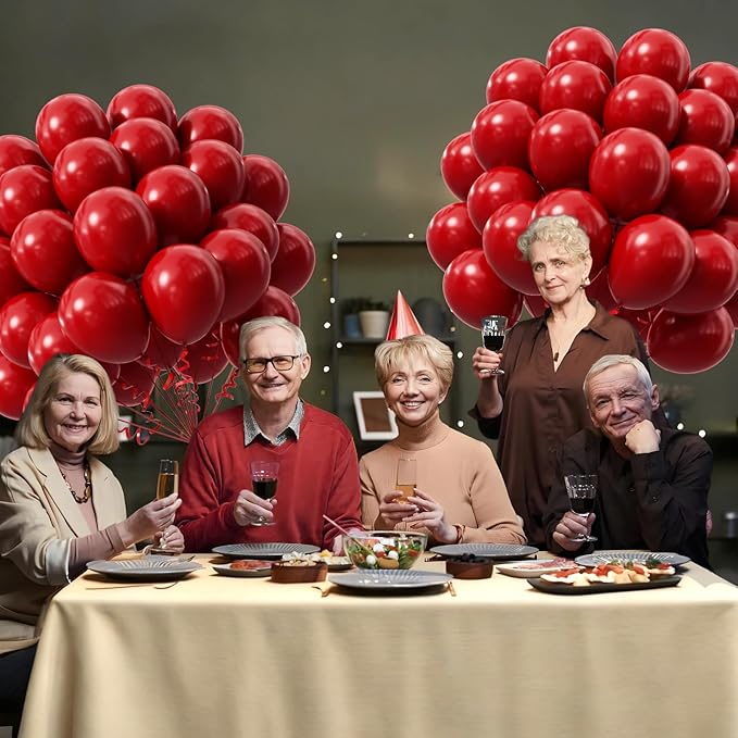 Dark Red Balloons 12 inch, Red Latex Balloon 50pcs Party Balloons for Bridal Shower Wedding Birthday Party Decorations