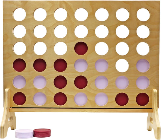 Tailgating Pros Premium Giant Four in a Row with Carrying Case - Jumbo Oversized Outdoor Yard Game - Connect Multiple Pucks in a Row to Win - Many Puck Colors Available!