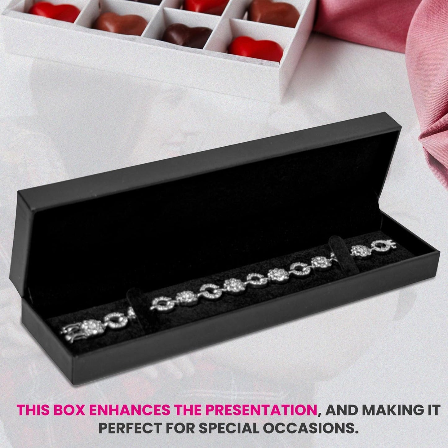 Novel Box Black Jewelry Box for Bracelet 8.87x2.25x1.5 Inches - Bracelets Gift Box for Proposal Wedding Engagement - Faux Leatherette Jewelry Display Box - Gift Presentation Boxes for Bracelets