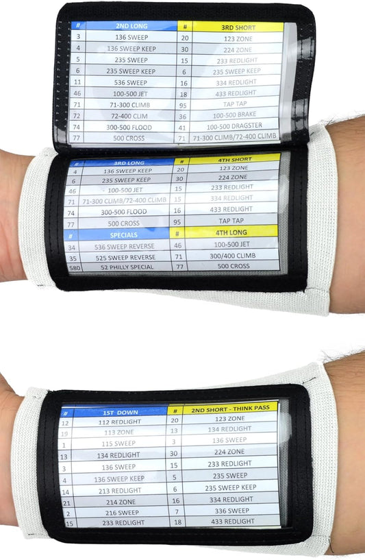 Sports Unlimited Adult Triple Wrist Coach, Football Wristbands for Plays, Baseball Wristbands, QB Arm Bands