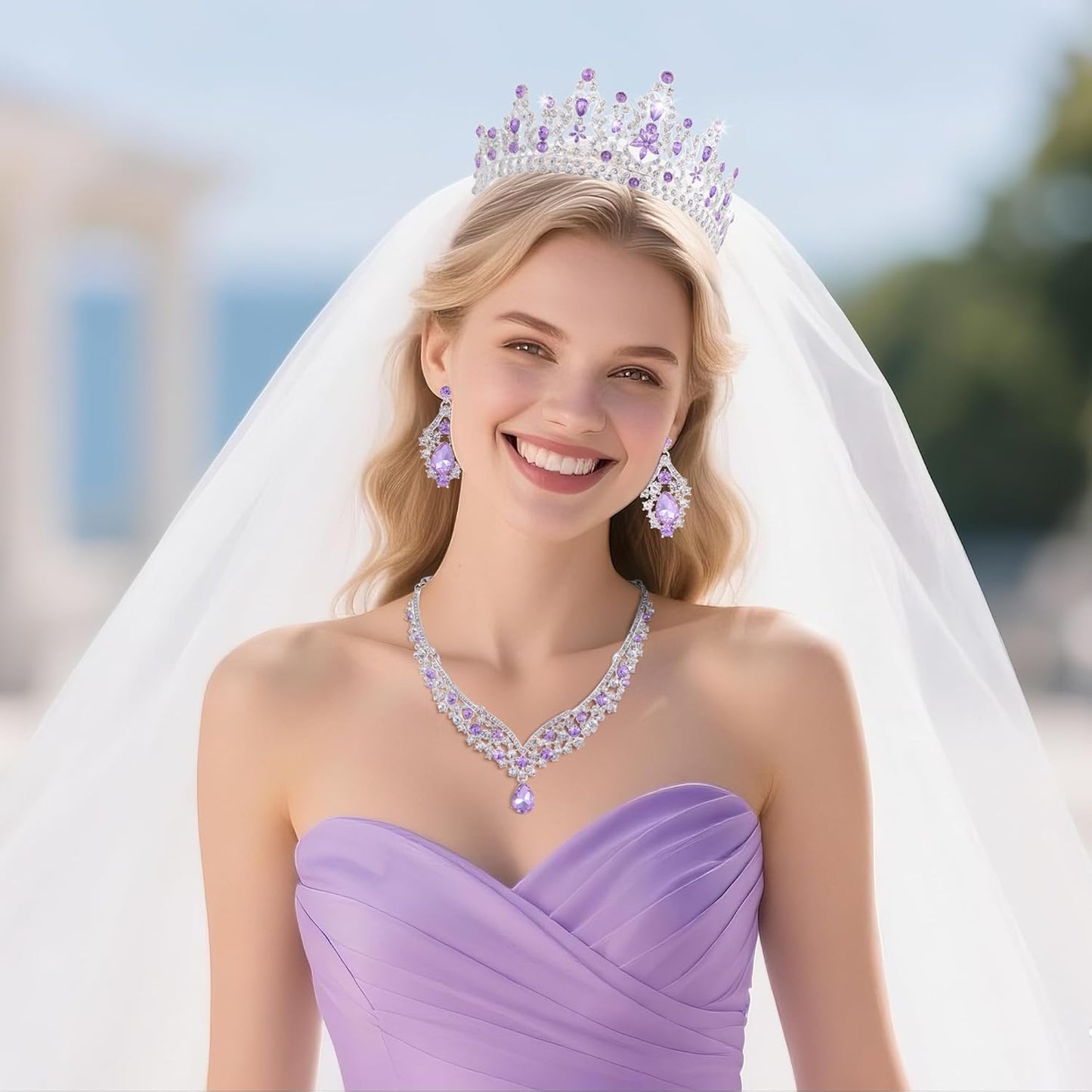 Kamirola Tiaras and Crowns for Women,Tiaras Earrings Necklace, Crystal Bridal Jewelry Set, Costume Party Halloween Prom Pageant Jewelry for Women Girls(TR42)