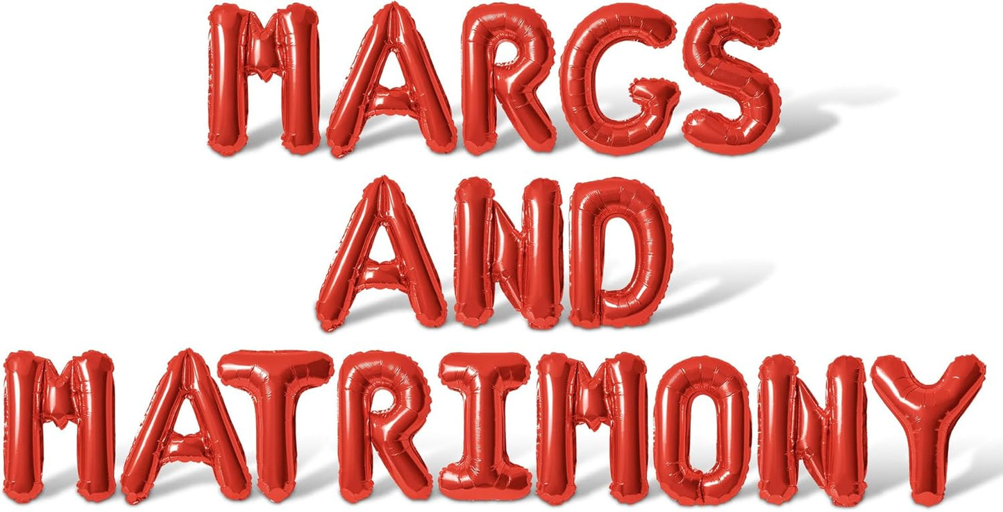 Letter Balloons - MARGS AND MATRIMONY 16" Inch Alphabet Letters Foil Mylar Balloon Bachelorette Party Banner (Red)