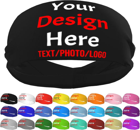 Custom Sweatbands for Men Women, Design Your Own Text Name Image Photo Personalized Sports Headbands