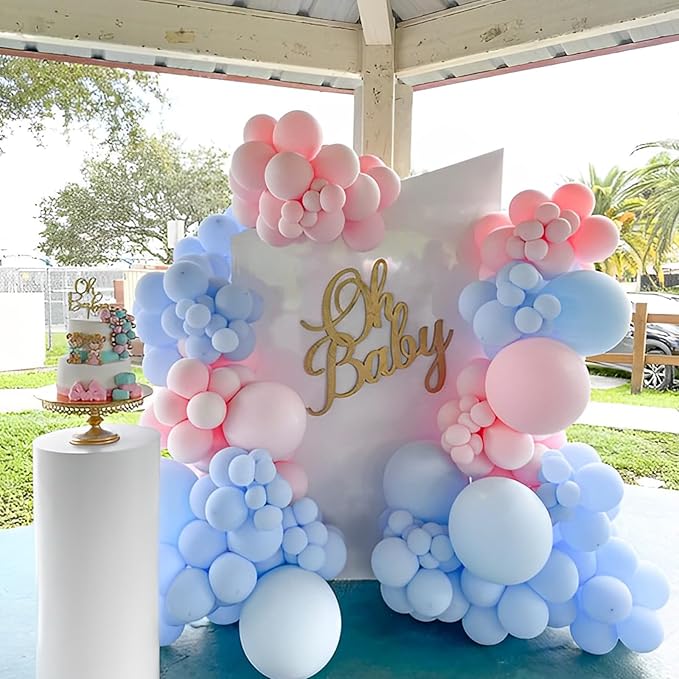 110pcs Light Blue Balloons 12inch Baby Blue Latex Party Balloons for Boys Girls Birthday Party, Baby Shower, Wedding, Gender Reveal, Baby Shower, Anniversary Party Decorations