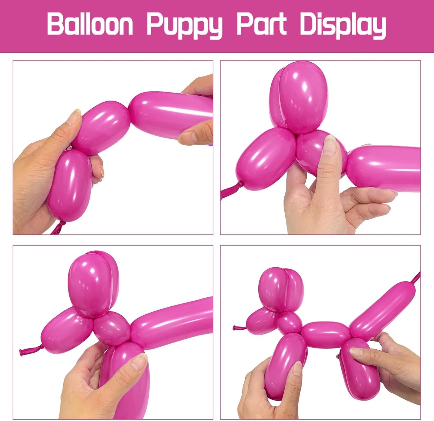 100Pcs Hot Pink 260 balloons, Thickening Latex Rose Red 260q Balloons for Animal Model, Long Twisting Balloons for Halloween Xmas Presents, Animal Shape Weddings, Birthdays Clowns. (Retro rose red)