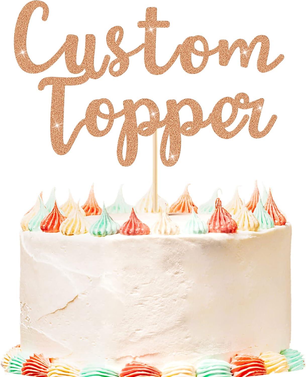 Personalized Cake Topper Birthday Cake Toppers 11 Colours Wedding Cake Topper with Any Text Age Glitter Double Sided Cake Decoration for Anniversary Baby Shower Graduation(Rose Gold))