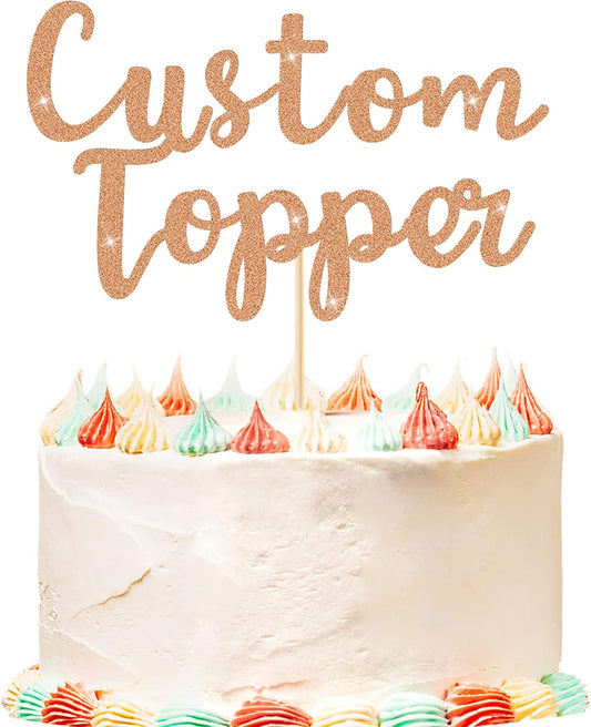 Personalized Cake Topper Birthday Cake Toppers 11 Colours Wedding Cake Topper with Any Text Age Glitter Double Sided Cake Decoration for Anniversary Baby Shower Graduation(Rose Gold))