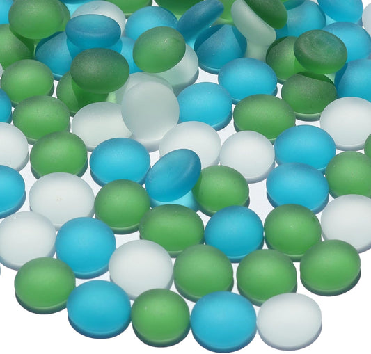 Sea Glass Gems - 0.9 Lb Green Mix Frosted Flat Glass Marbles, Flat Gems Decorative Stones for Vase Fillers, Aquarium Rocks, Floral Supplies, Table Scatter, Craft Mosaics, and DIY Ornaments