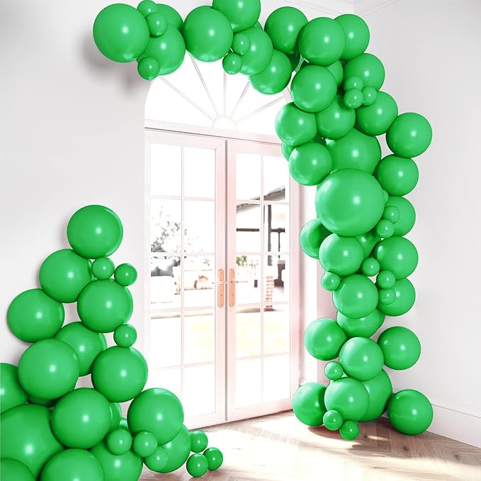 HOUSE OF PARTY Green Balloon Garland - Emerald Easter Green Balloons Arch Kit, 5/12/18 Inch Balloons for Graduation Party, Jungle Safari Balloon Garland and Easter Decorations
