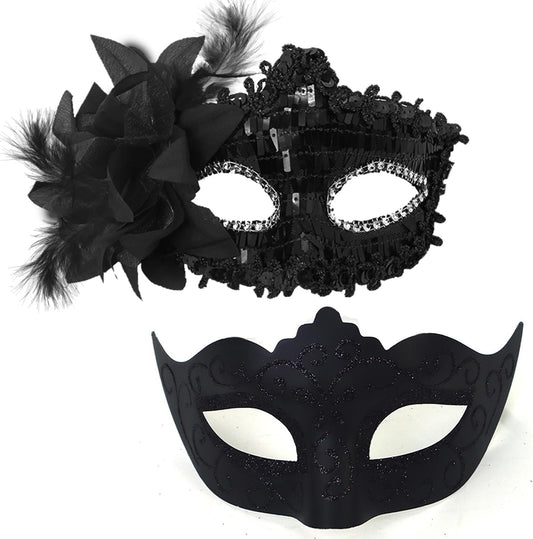 MYMENU Masquerade Mask for Women Couple Masquerade Mask for Men Shiny Venetian Mask Halloween Mask for Party Prom