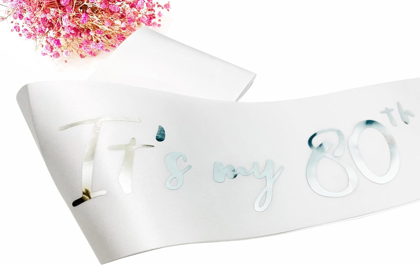 80th Birthday Sash, It's My 80th Birthday Sash White Silver, 80 Birthday Decorations Gifts for Women Men Happy 80th Birthday Party Favor Supplies