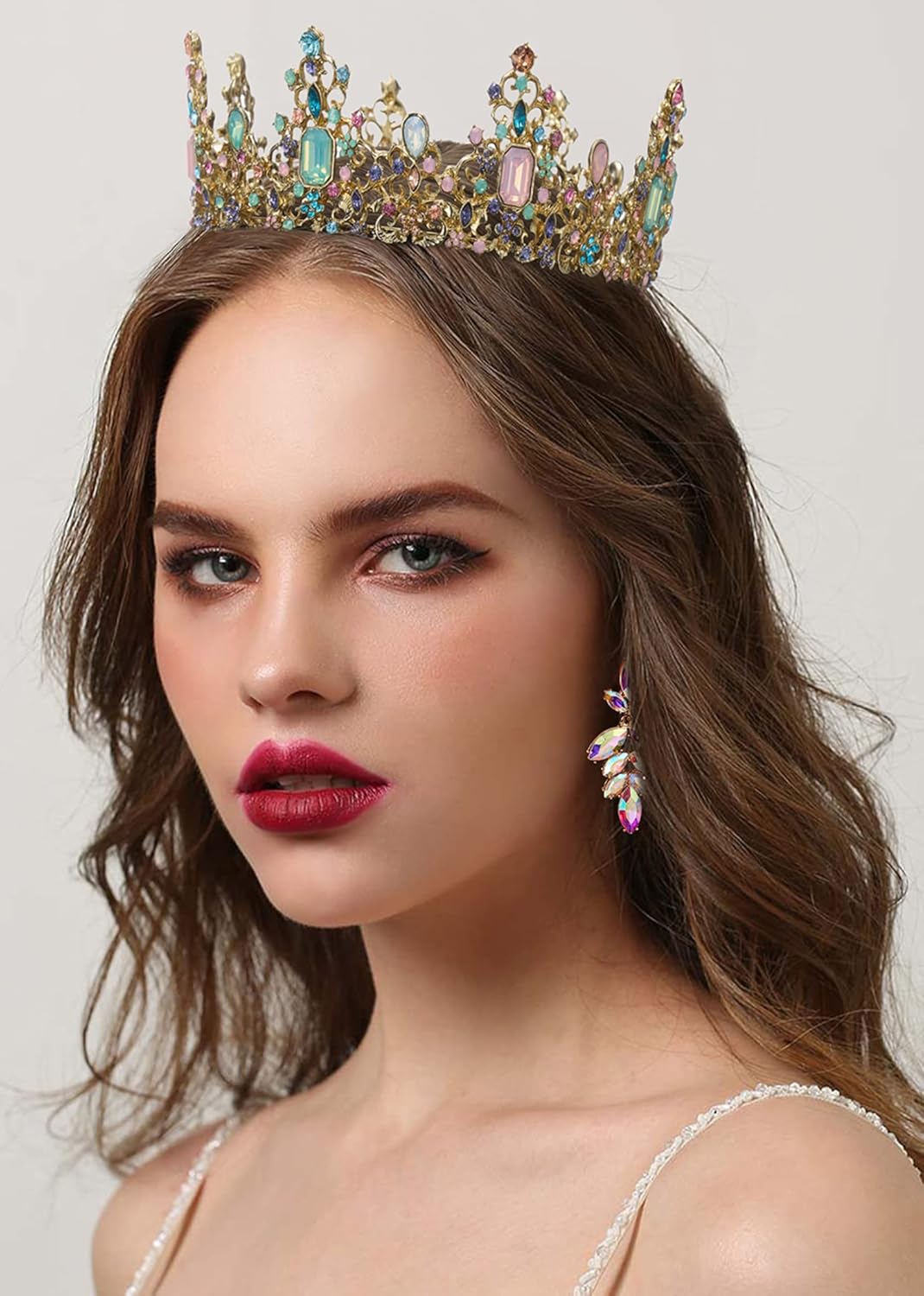 SWEETV Queen Crown for Women - Baroque Wedding Tiaras and Crowns,Jeweled Tiara Crown,Prom Birthday Halloween Hair Accessories