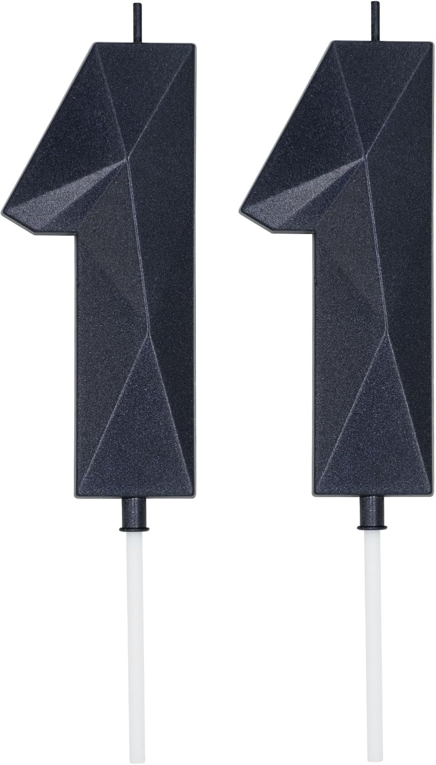 DERVENTA Large Birthday Candle Number 3D Black 3.7 inch Party Celebration Anniversary Decoration Cake Topper 1 Piece (Number 11 Black)