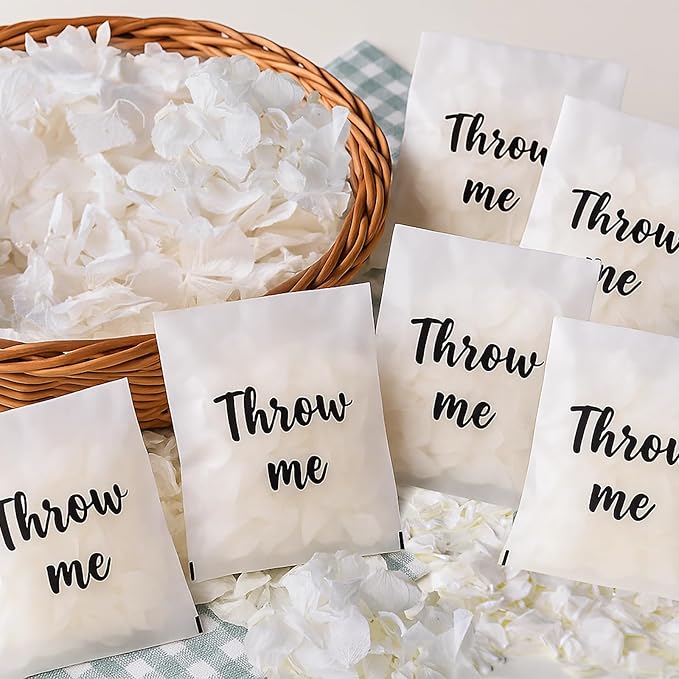Dried Hydrangea Flower Petals Toss Packs - 4000+ Real Creamy White Flower Petals, 110 Throw Me Packs Wedding Confetti for Wedding Ideas, Valentines Day & Romantic Night Decor