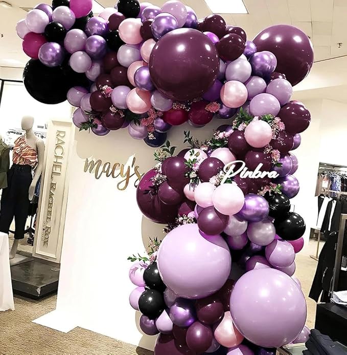 Burgundy Balloons Double Stuffed Dark Purple Plum Mauve Balloon Garland Maroon Magenta Latex Balloons for Birthday Bridal Shower Wedding Anniversary Mother's Day Party Decorations