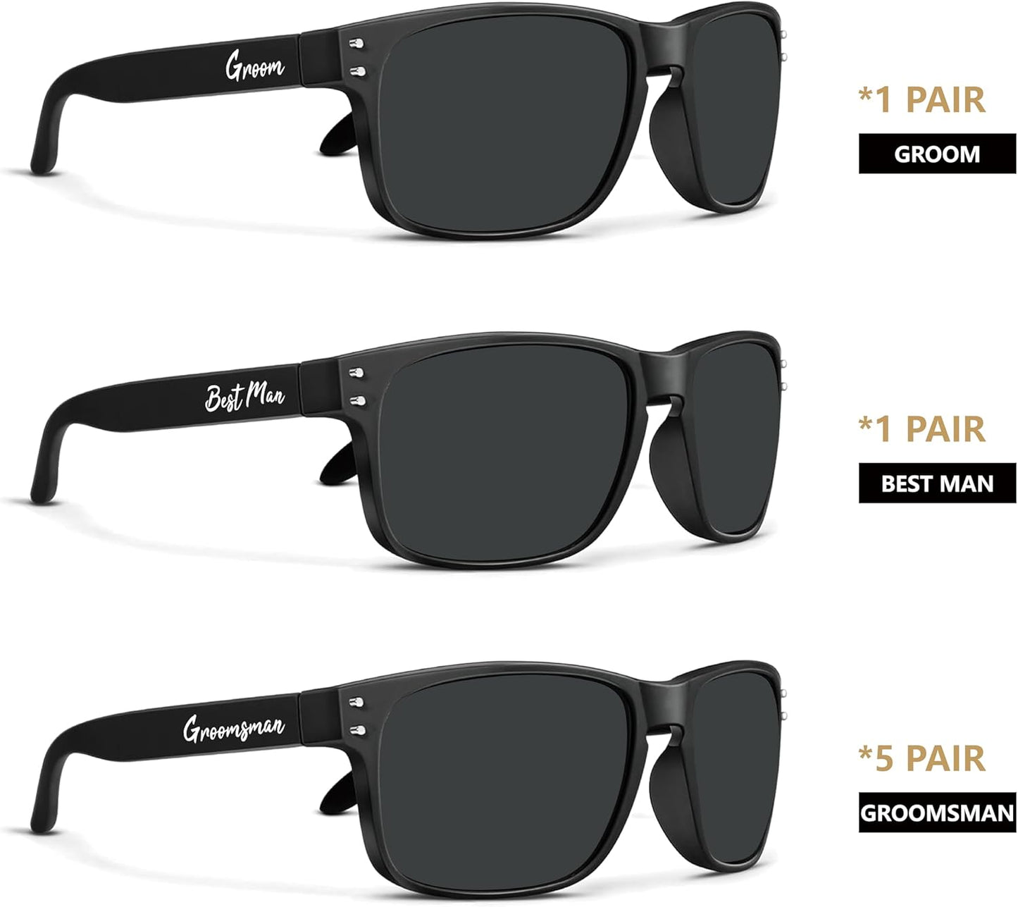 LotsBuyLots Groomsmen Sunglasses 7 Pack, Bachelor Party Supplies Sunglasses for Groom,Best Man,Groomsman