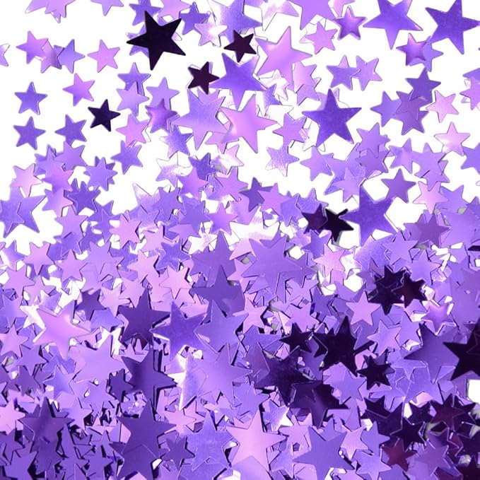 Ruidee 60g Star Confetti Metallic Foil Stars Table Confetti Metallic Foil Stars Sequin for Halloween Birthday Wedding Festival Party DIY(ZX/Purple)