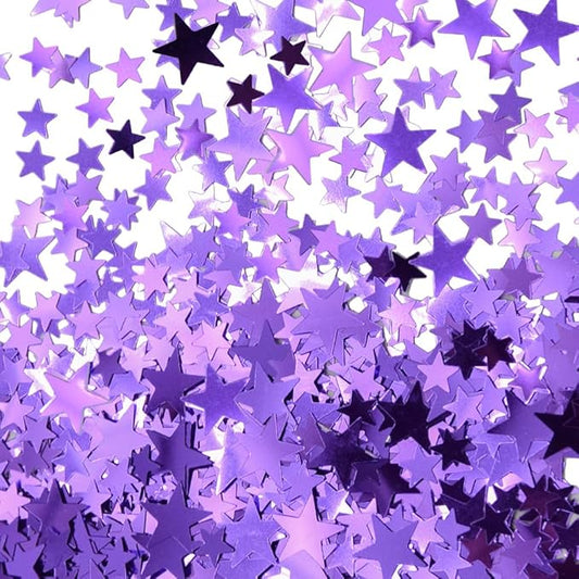Ruidee 60g Star Confetti Metallic Foil Stars Table Confetti Metallic Foil Stars Sequin for Halloween Birthday Wedding Festival Party DIY(ZX/Purple)